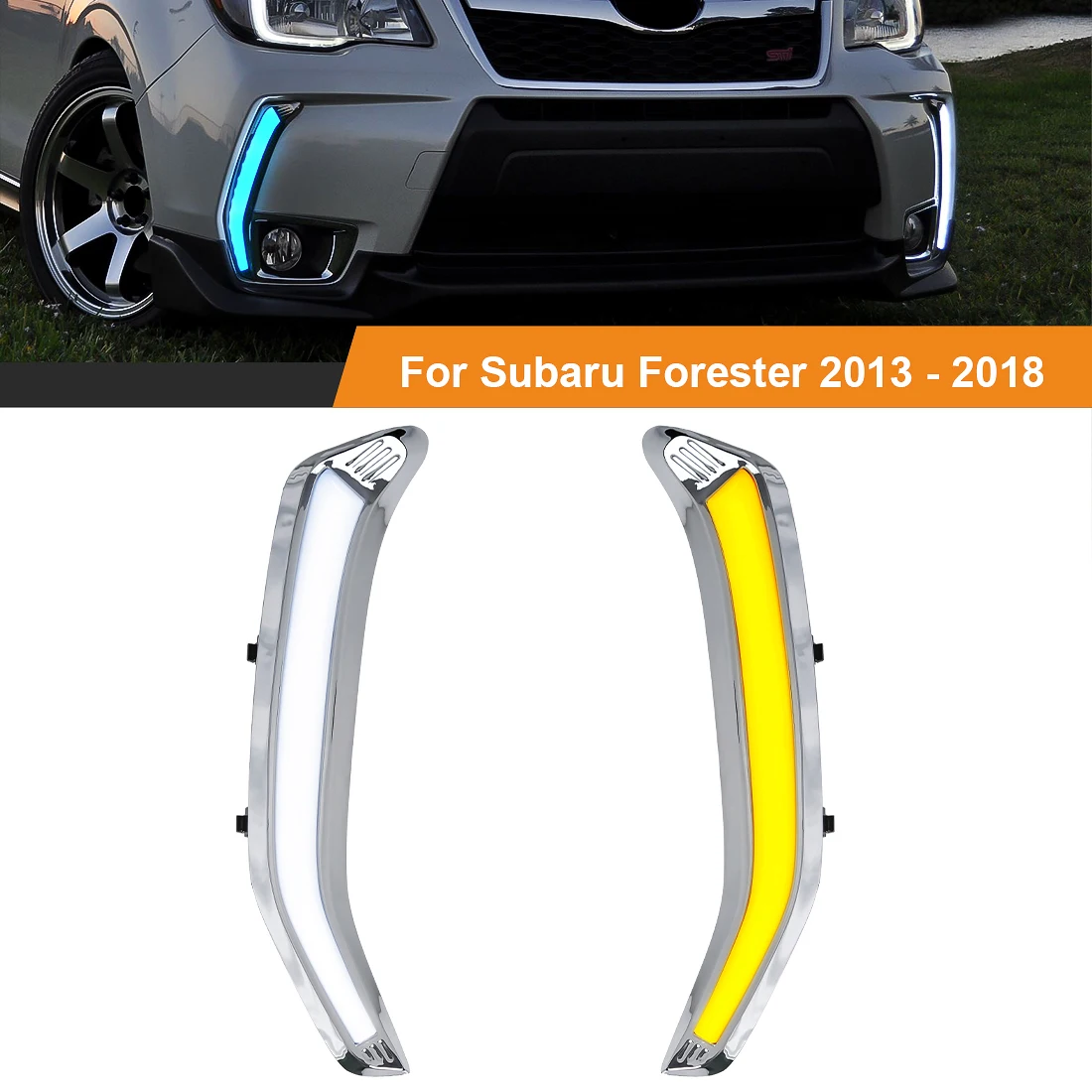 Światła dzienne LED LED dla Subaru Forester 2013 2014 2015 2016 2017 2018 biały żółty niebieski kierunkowskaz światła przeciwmgielnego 12V