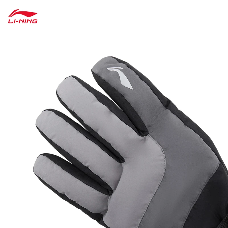 LI-NING سلسلة الحياة الرياضية للجنسين أسلوب بسيط قفازات مخملية دافئة قفازات رياضية مقاومة للرياح ASGV015 #4