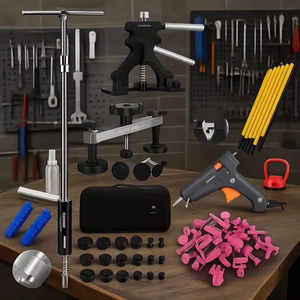 

Paintless Dent Puller Kit High Viscosity Tabs Glue Sticks Slide Hammer T-Bar PDR Tools for Hail Door Ding Repair