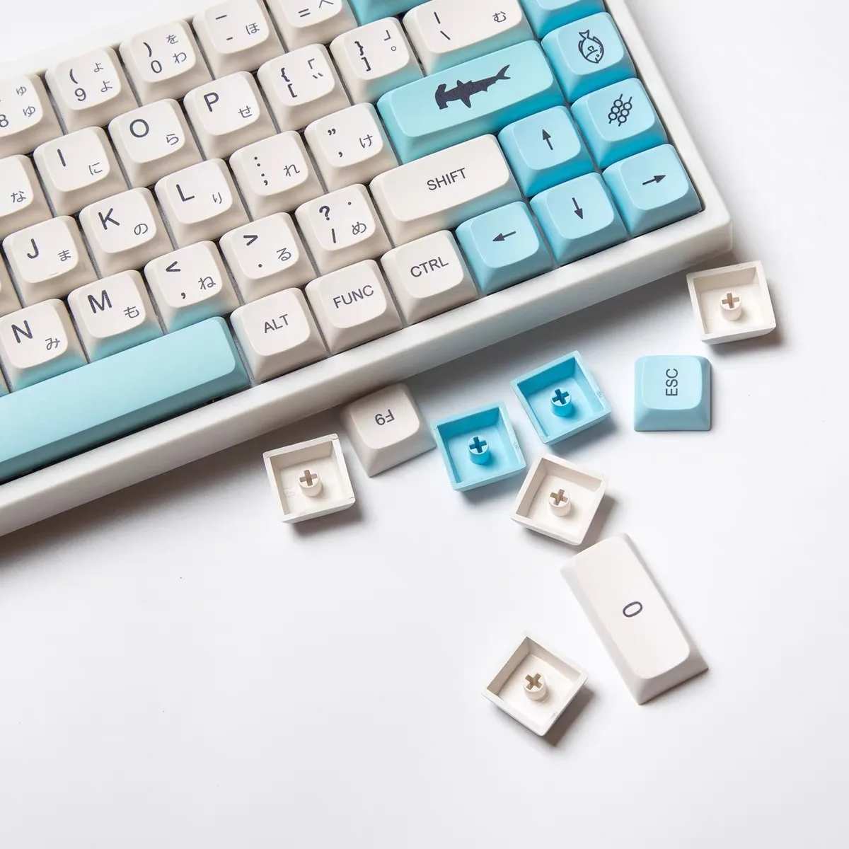 Cherry gmmk pro用のメカニカルキーボードキー,138キー,xda pbtキャップ,昇華,海,ソルト,テーマ,青,白,x da,キーボードキャップ61 64 68