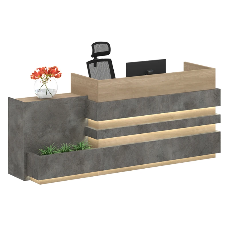 

custom.Reception Desk Checkout Counter Small Nail Salon Office Reception Desk Beauty Salon Cashier Table With Led Lights