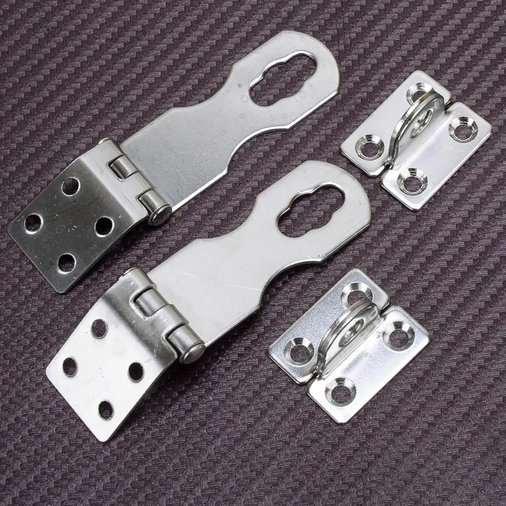 

2 Sets Stainless Steel Deck Safety Hasp Buckle Door Hinge Latch Lock Clasp For Cockpit Locker Marine Companionway Boat Caravan