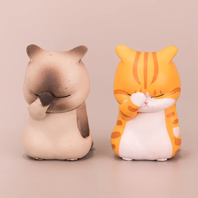 Adorno de esculturas de gato de dibujos animados, figuritas de gato encantadoras para amantes de los gatos, decoración del hogar y adorno de pastel