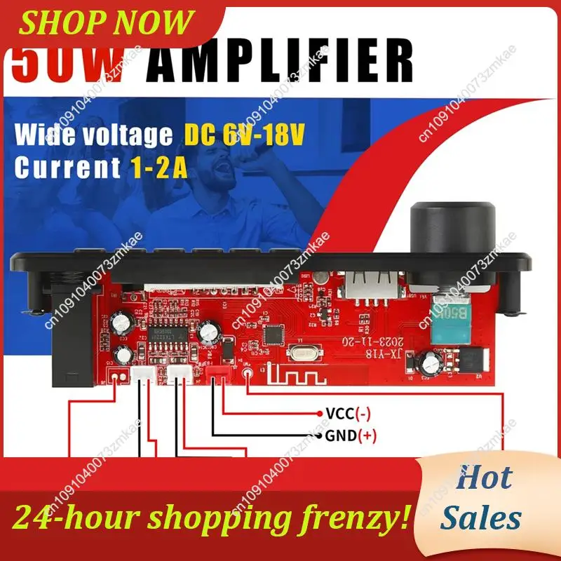 Diskon Besar Papan Dekoder Pemutar MP3 Bluetooth 5.0 2X 25W Papan Dekoder Bluetooth untuk Pemutaran Audio Mobil dengan Layar Warna