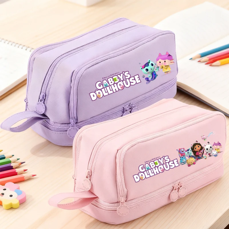 

Gabby Dollhouses Multi-layer Pencil Bag Girls Fashion Pen Pouch Cartoon Student Storage Bag Stationery Children School Supplies