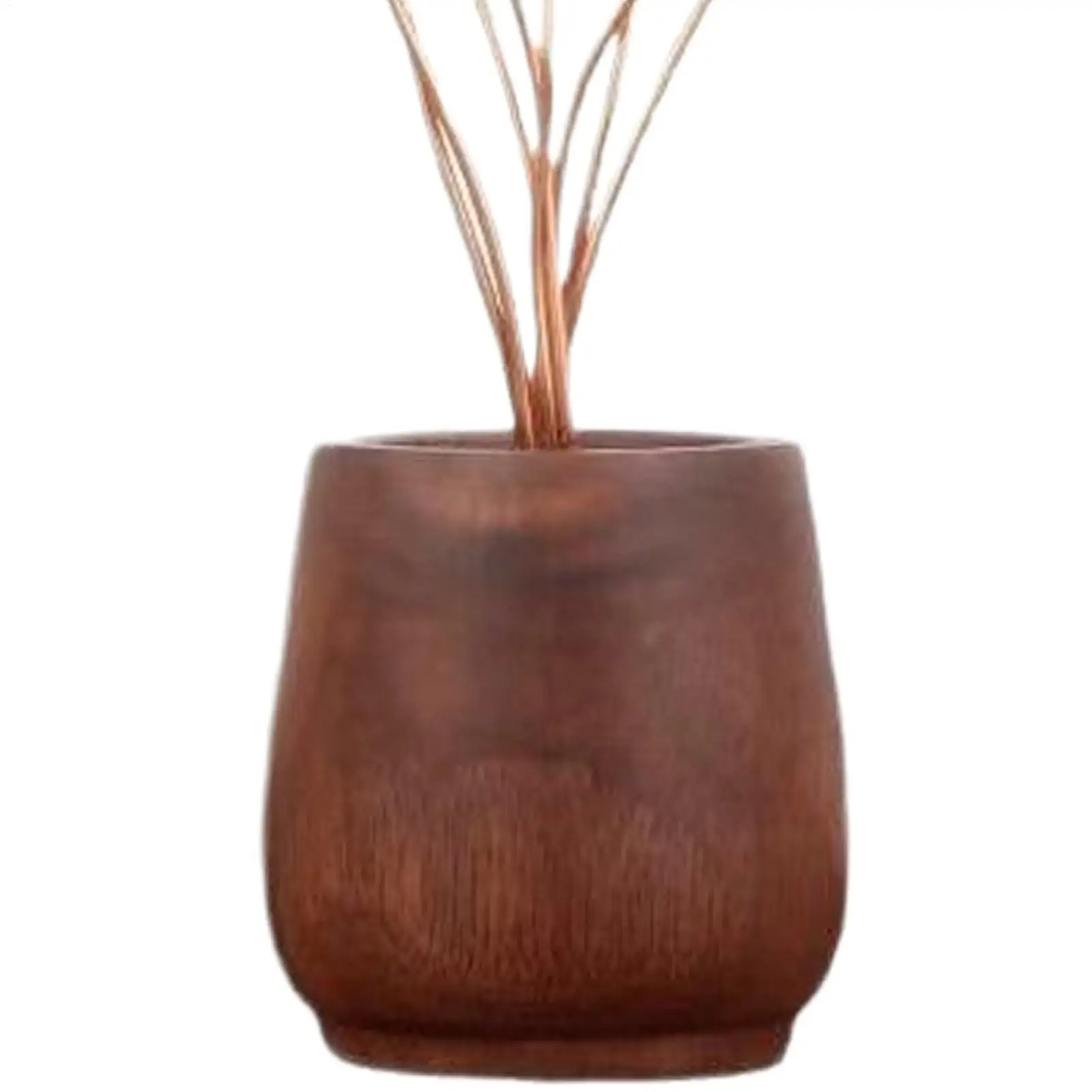Jarrón Decorativo de 6 Pulgadas, Rústico, de Madera, Hecho a Mano, con Diseño de Globo, para Centros de Mesa, Estantes, Repisas, Chimeneas, Estilo Rústico