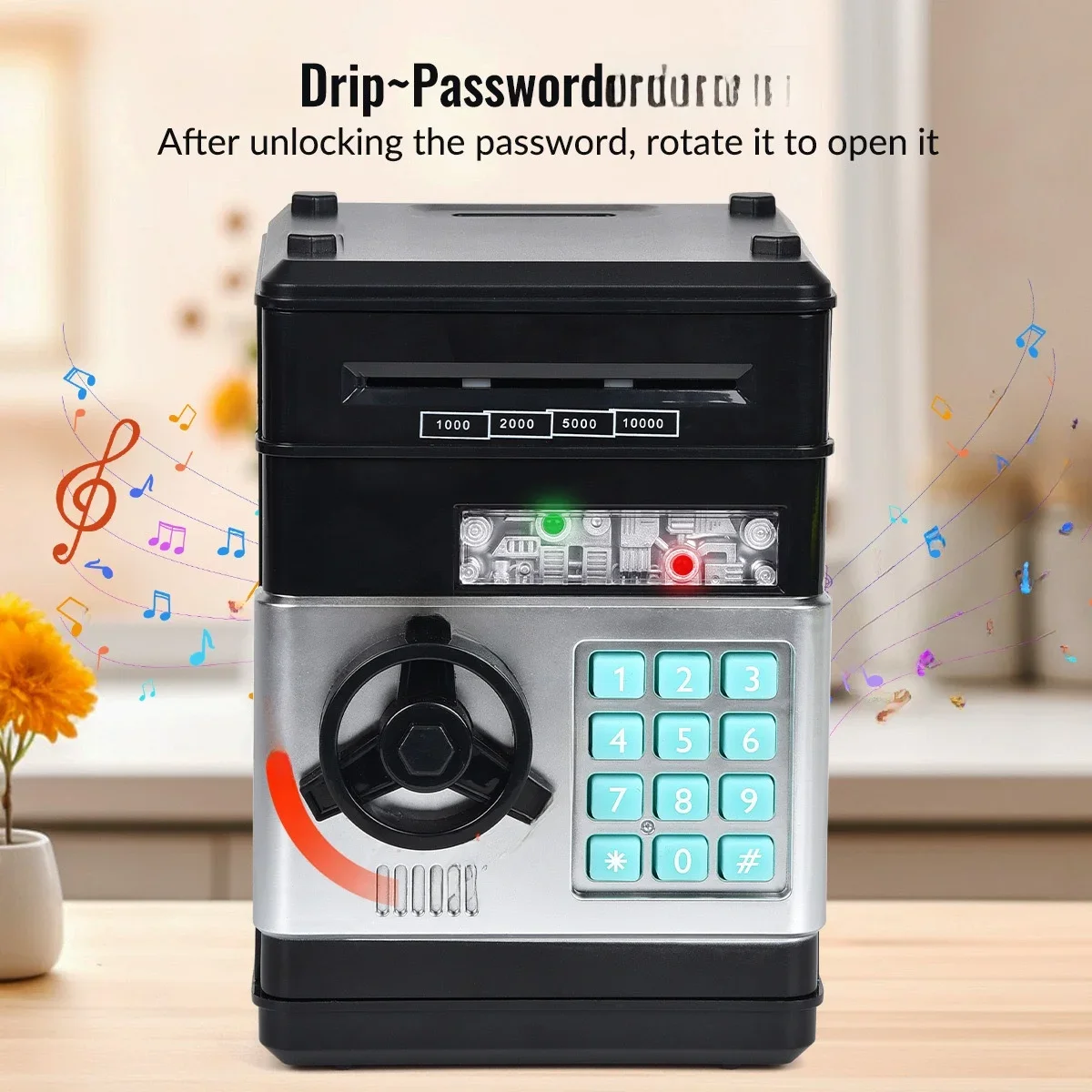Children's Automatic Money Box Password English Safe Creative Gift Toy Money Saving Bank Roll Money Plastic Craft Painted