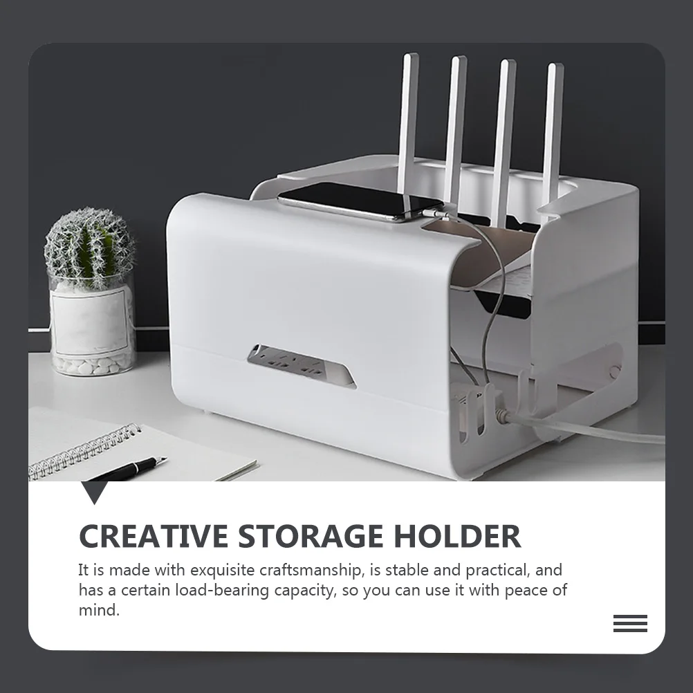 

Creative Double Layer Router Storage Box Hollow Design Cable Organizer For Home Heat Resistant Set- Storage