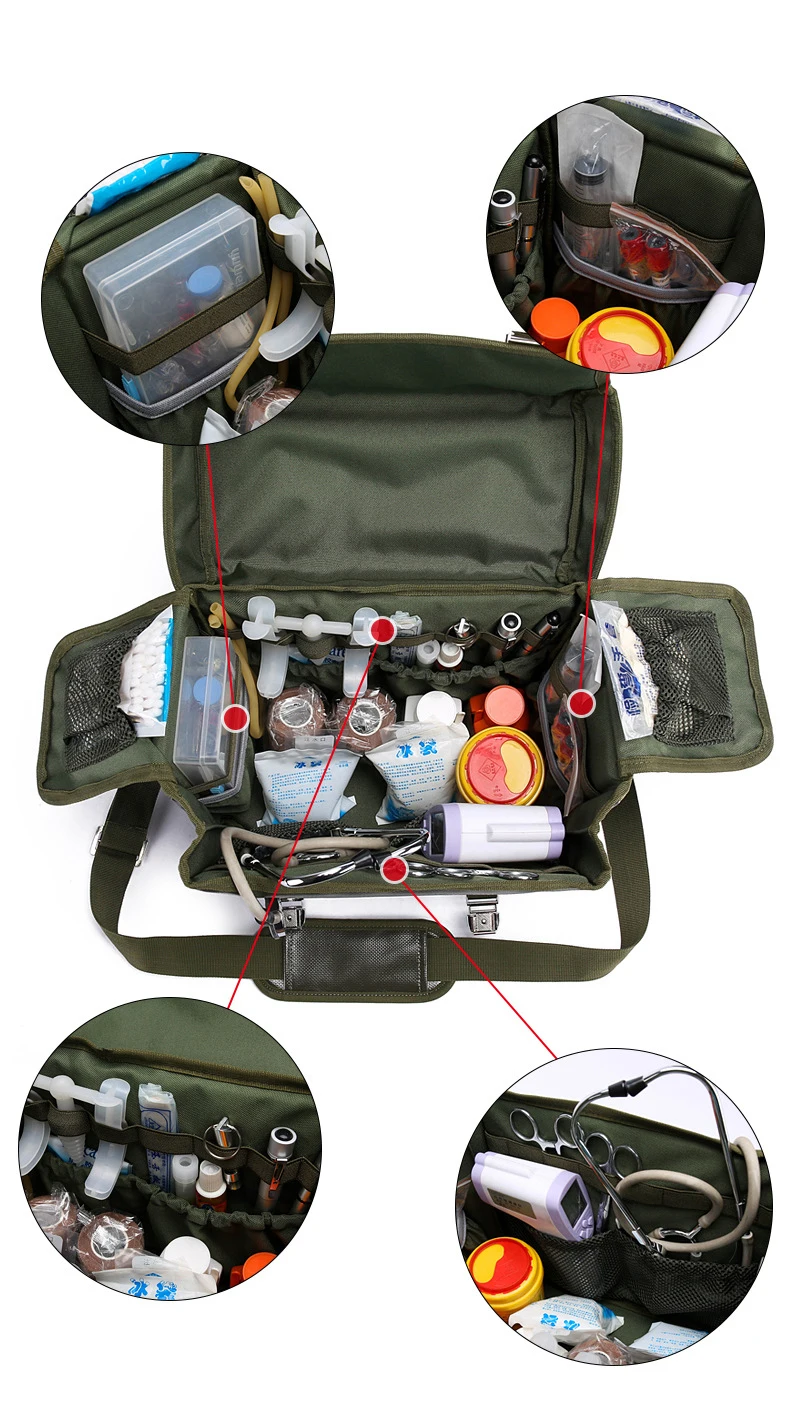 ชุดอุปกรณ์ช่วยชีวิตยุทธวิธี กระเป๋าฉุกเฉินเปล่า กระเป๋าแพทย์ฉุกเฉินแบบพกพาสำหรับผู้ช่วยเหลือฉุกเฉิน สำหรับการช่วยเหลือผู้ประสบภัยและกิจกรรมภาคสนาม