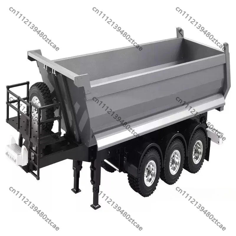 1/14 RC 3‑Axle Semi‑Trailer Full‑Metal U‑Shape Tipper Dump‑Bed, European‑Style Hobby Modification Upgrade Spare‑Part