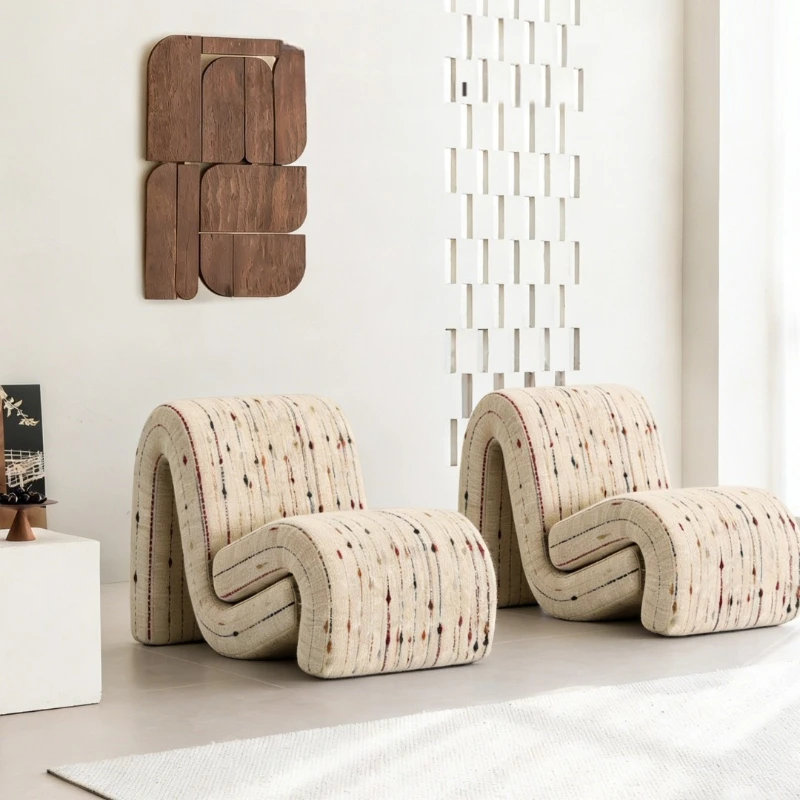 Nordic light luxury curved sofa living room single backrest sofa chair hotel reception chair