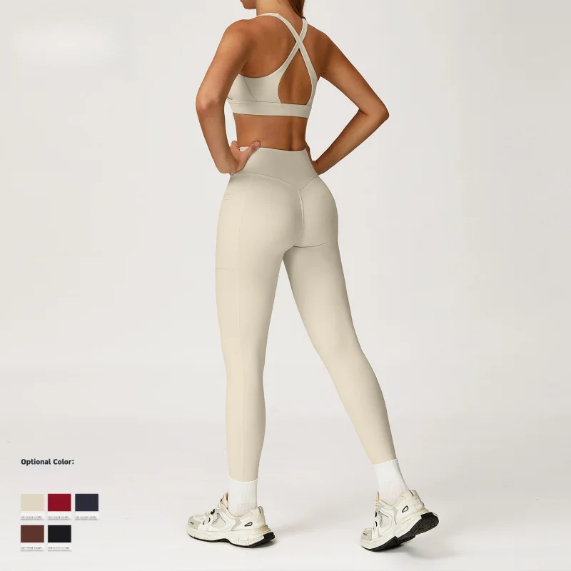 BIANHUI الملابس النسائية 2 قطعة تجريب رياضية اليوغا مجموعة ضيقة الجري اللياقة البدنية الملابس مثير حمالة صدر رياضية بدلة رياضية #2