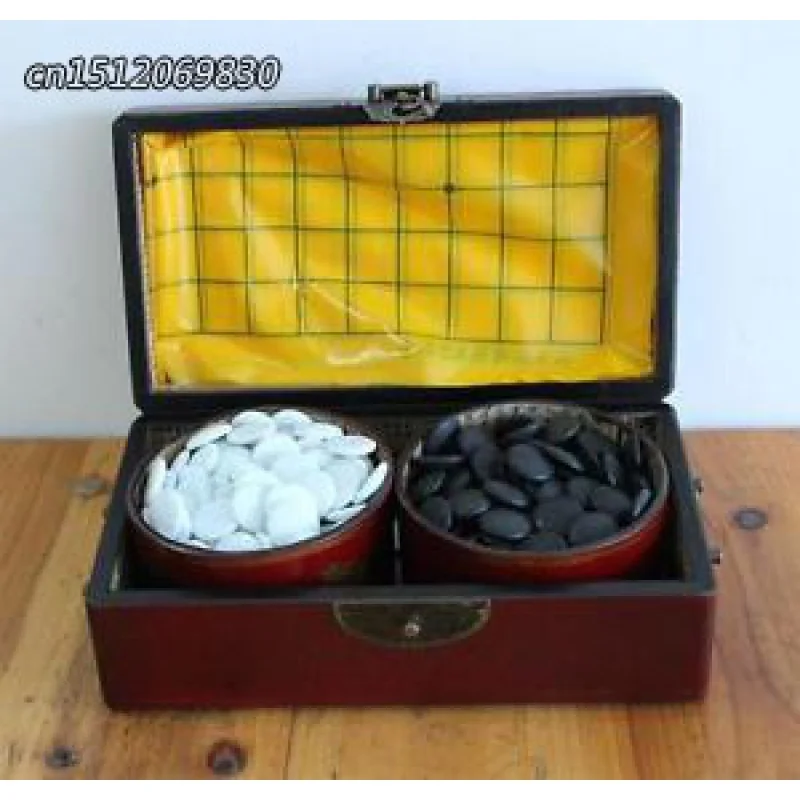 Elaborate Chinese go board suit, Goban suitcase and bla and white chess pieces