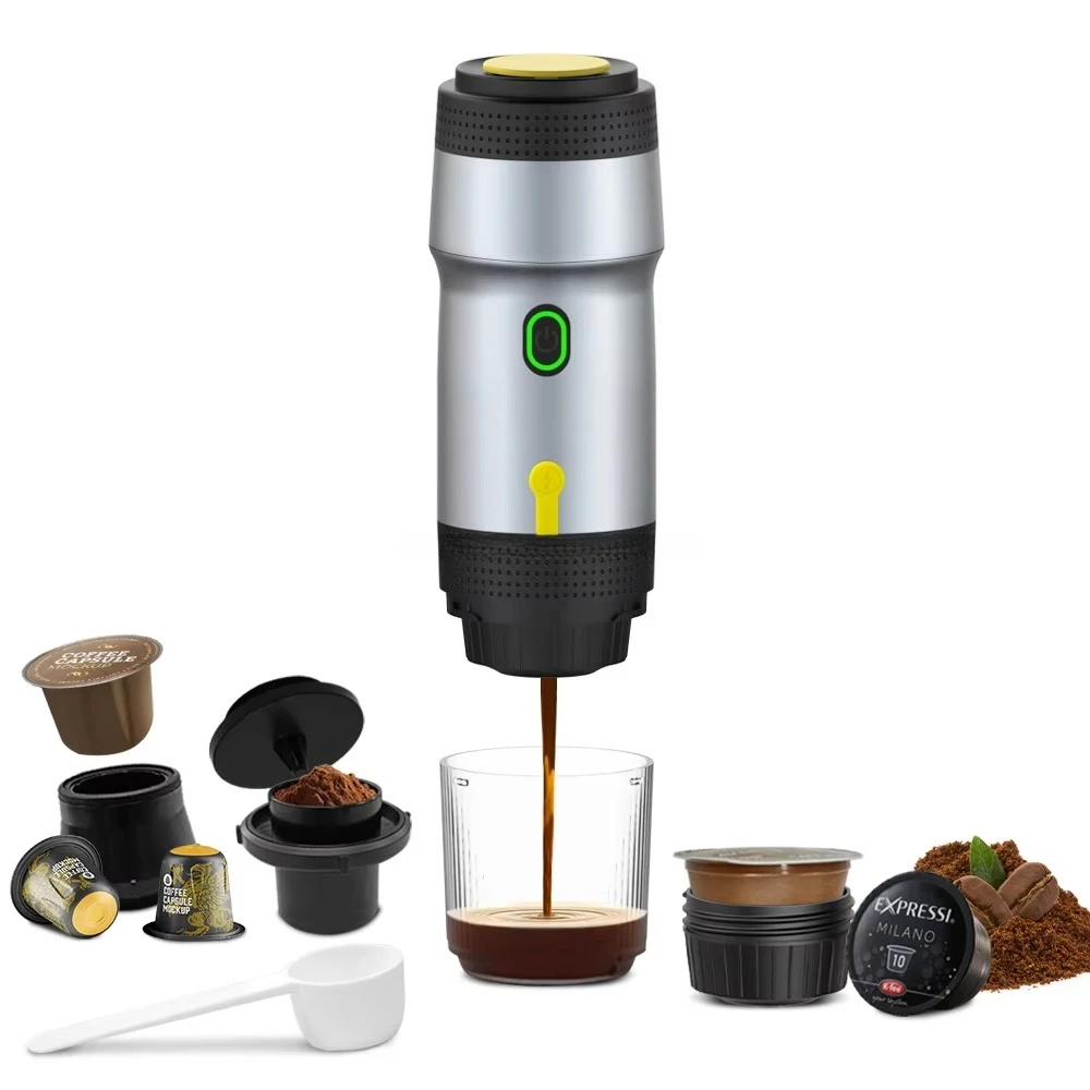Semi-Automatic Portable Outdoor Espresso Maker USB 12V Electric Travel Battery Coffee Maker Hot/Cold Brewing