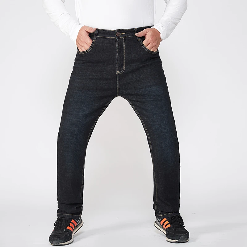 Extra Large Size Jean Men Classic Spring Autumn Stretch Casual Jean Straight Black Stretch Denim Pants Male Big Cowboy Trouser