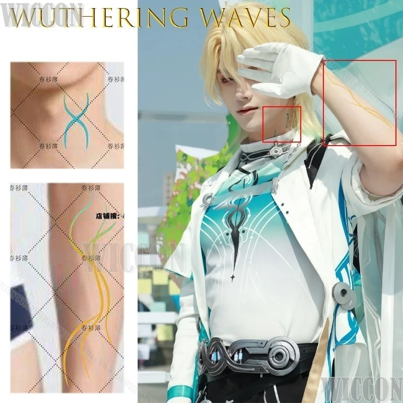 Wuthering Waves Luuk Herssen Cosplay Temporary Tattoos Arm Neck Stickers Props Back Tattoo Sticker Temporary Navidad Carnaval view 2