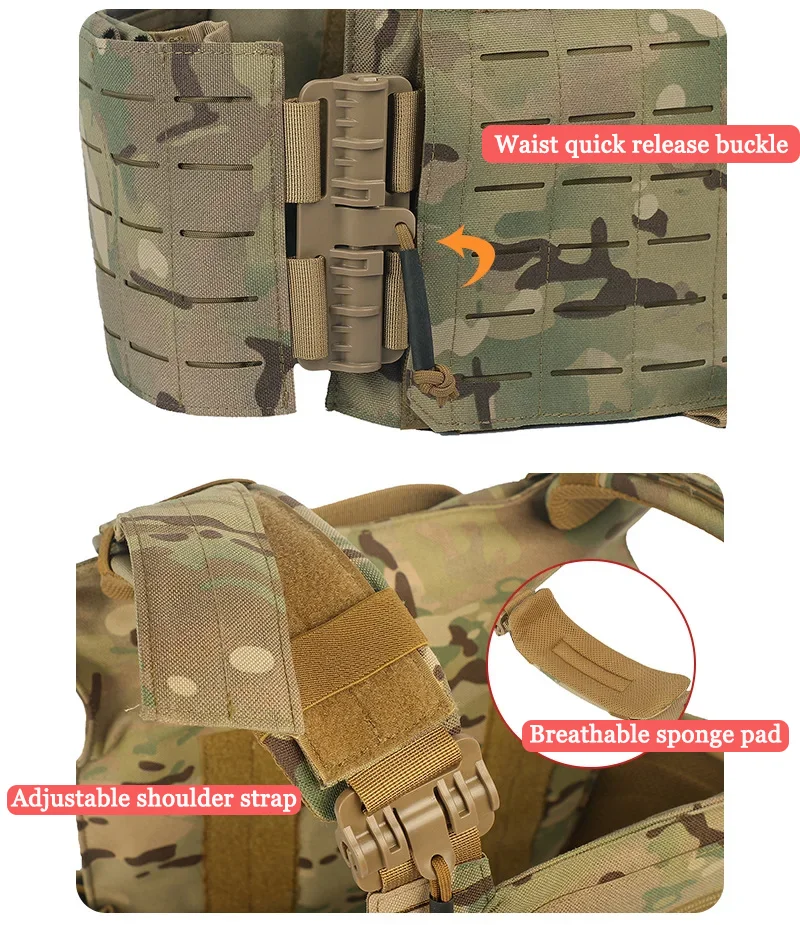 Chaleco táctico MOLLE de nailon resistente, corte láser y carga - imagen 4