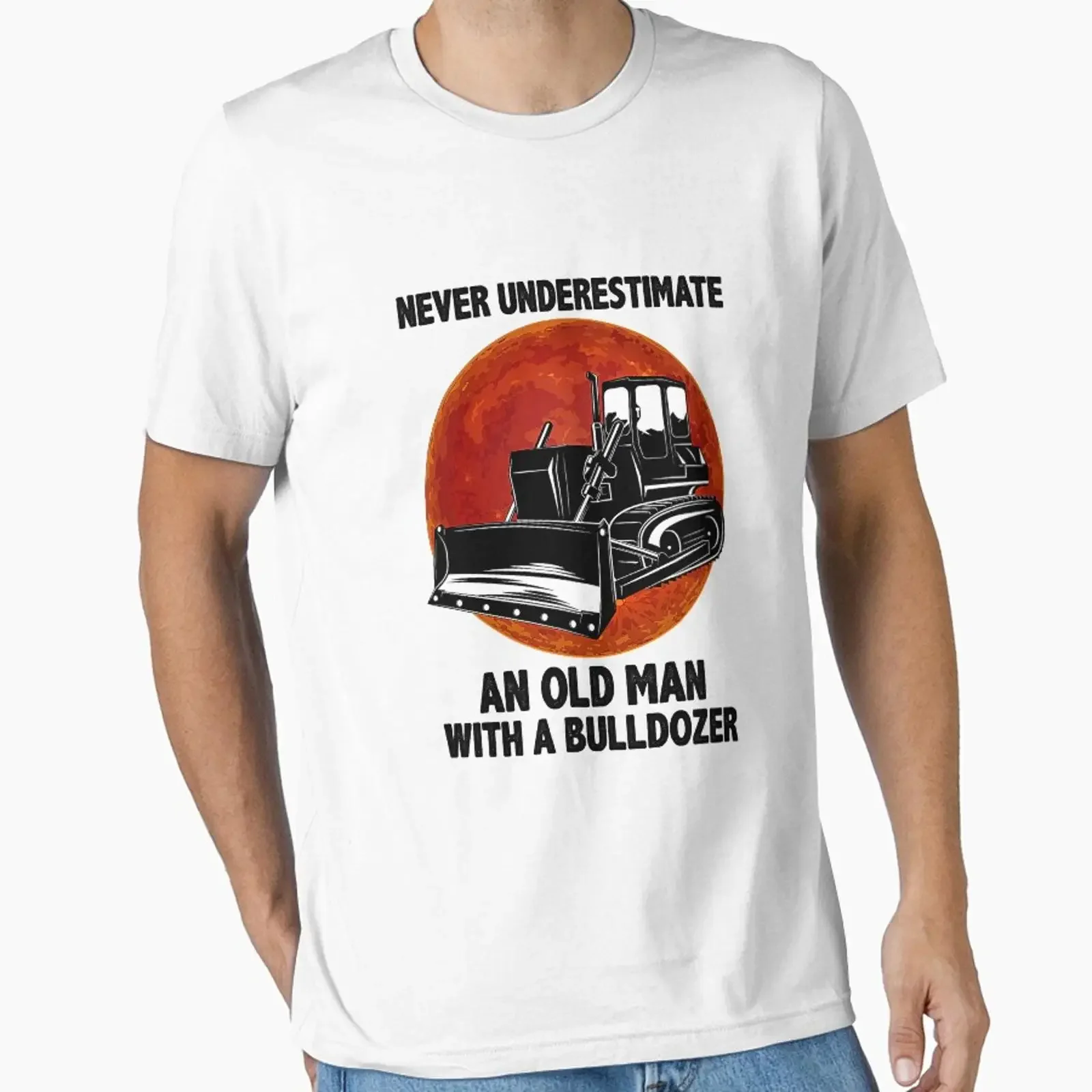 Never Underestimate An Old Man With A Bulldozer designed and sold by royaltea111 vintage Washed graphic fashion Slightly Soft