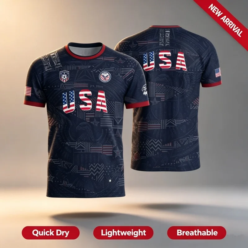 2026 America Soccer  USA Football Team Jersey Summer Sports T-Shirt Clothing Y2k FamilyMatching 3D Print Quick-dry Parent-child