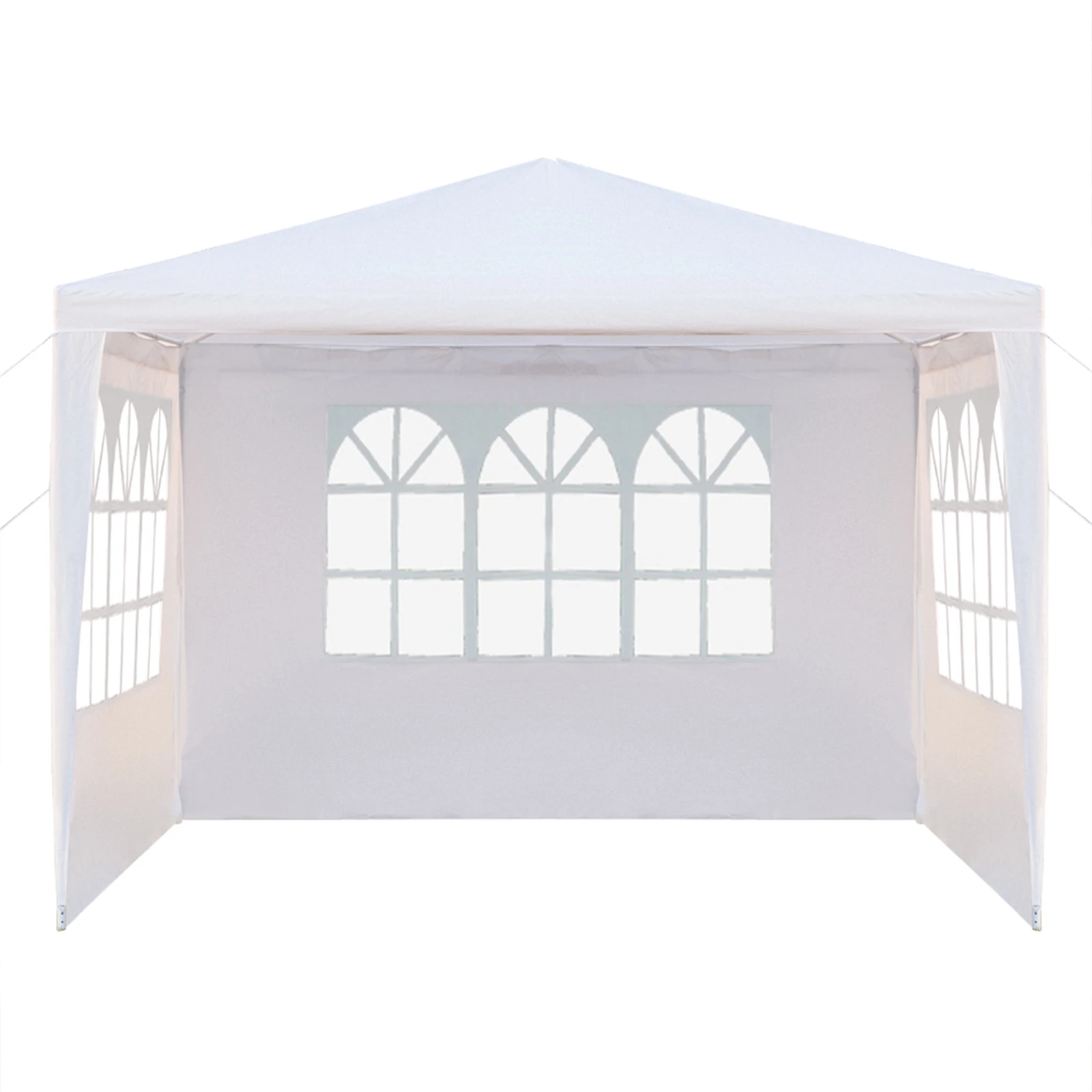 3x3m Outdoor Party Tent, Waterproof Canopy with 3 Removable Sidewalls & Clear Church Windows, Portable Gazebo for Wedding, Backyard BBQ, White view 6