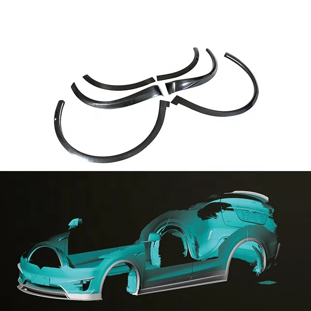 Creease 6 TEILE/SATZ Carbon Faser Auto Seite Fender Flare Radlauf Kotflügel Flares Trim für Modell X 16-18