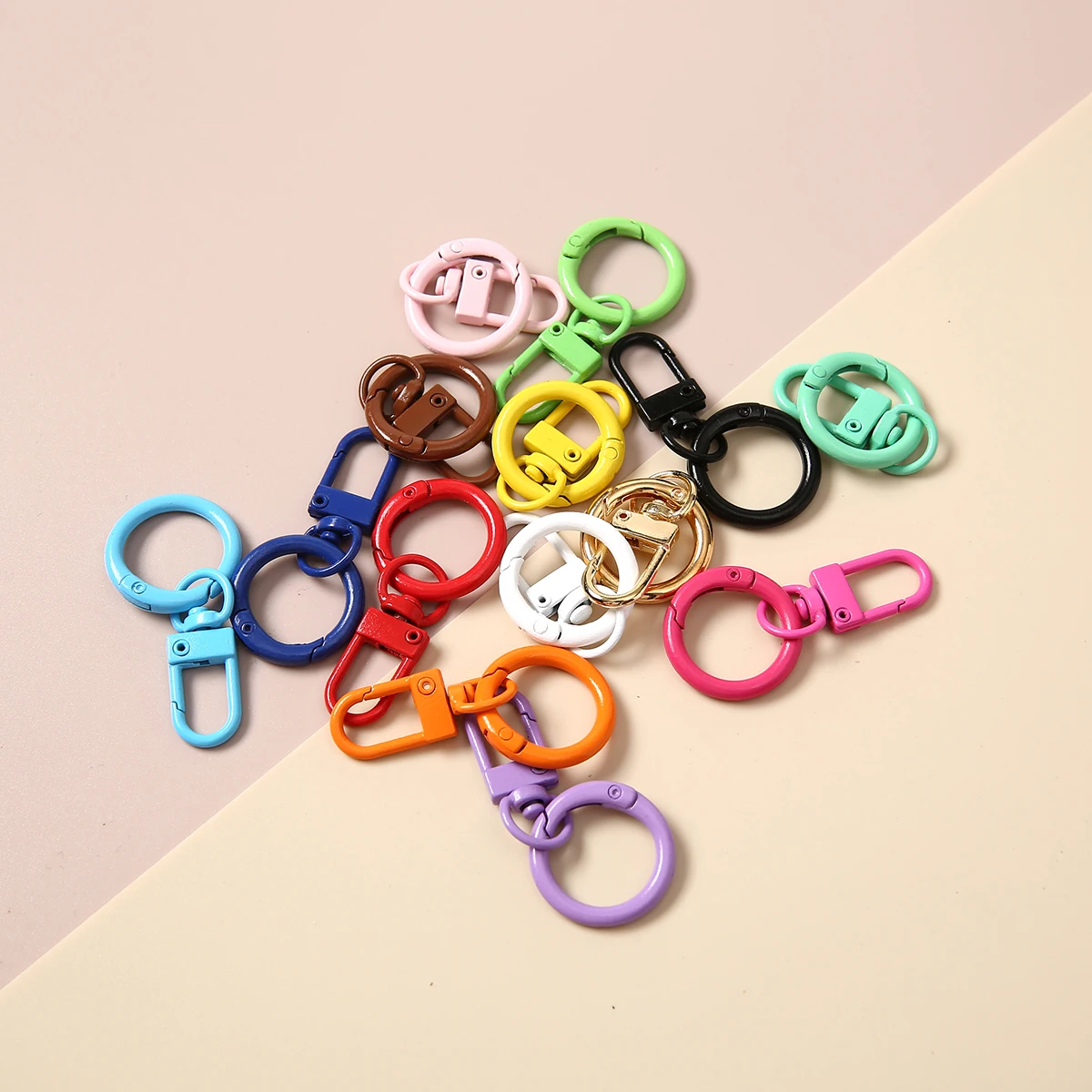 1/2/5/10/20 pcs Colorful Metal Snap Lobster Clasp Hooks Paint Baking Keychains Round Buckle Keyring  For DIY Jewelry Finings
