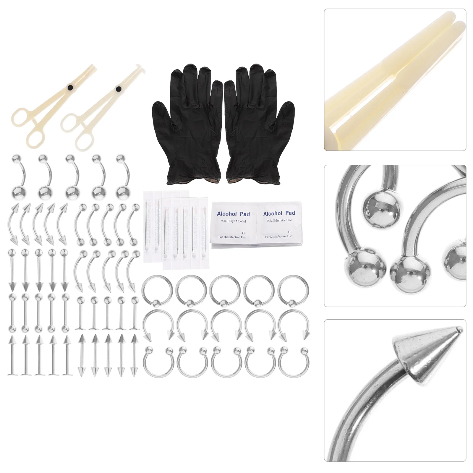 

1 Set Body Piercing Jewelry Kits Ear Eyebrow Navel Nose Piercing Bars Assorted piercing kit piercing nose rings