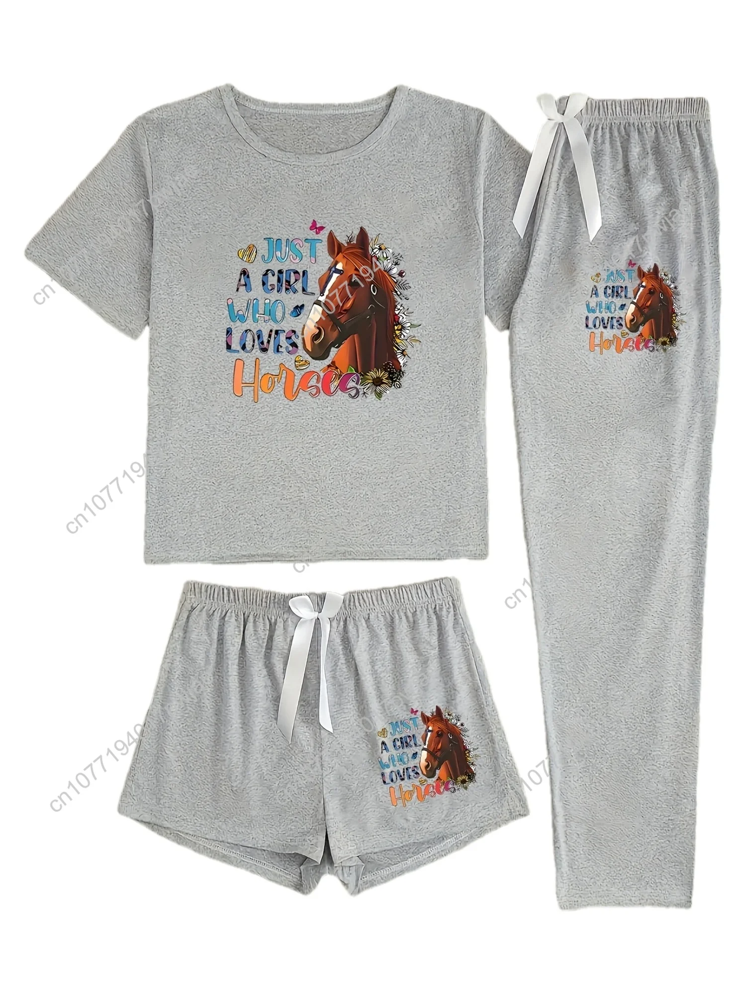 

Elegant Women's three-piece set with a horse print