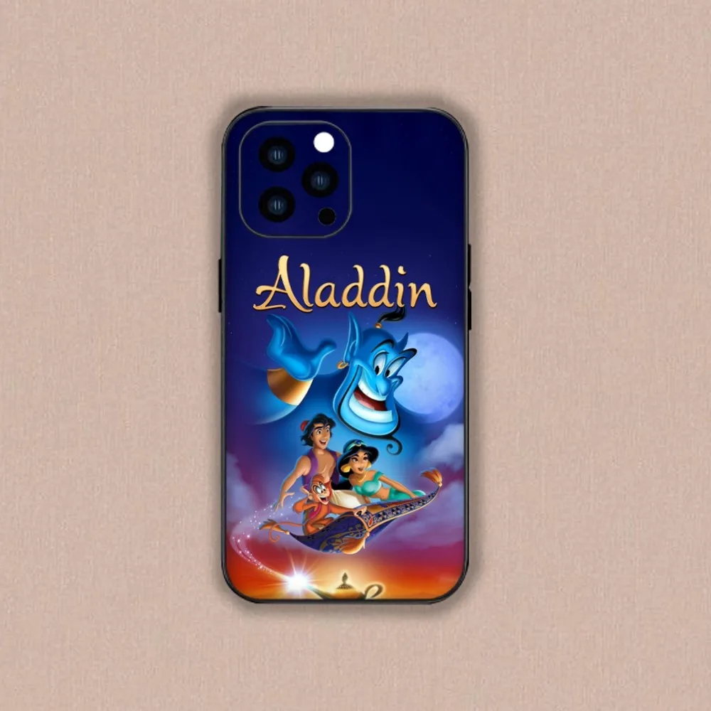 MINISO Cuet Aladdin Movie Phone Case For iPhone Mini 11 12 13 14 15 Plus Pro Max XR XS Black Shell