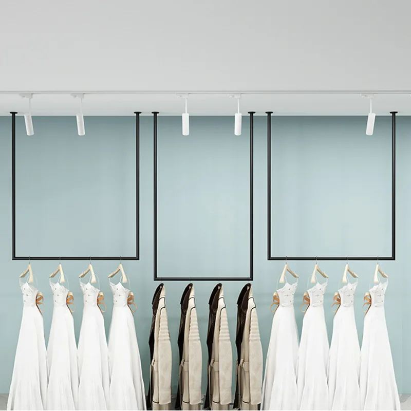 CustomWall mounted clothes hanging shelves system for clothing shop display