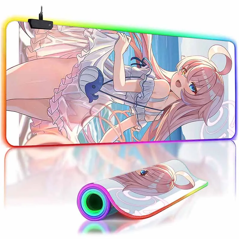 

XXL LED Table Pad Anime B_Blue A_Archive Hoshino Mouse Pads Popular Large Size RGB Mausepad Keyboard Deskmats Rug With Backlight