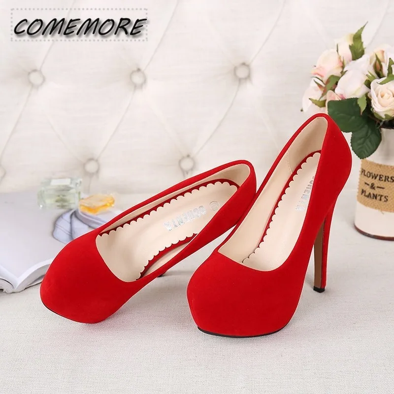 Super High Heel Women's Shoes Waterproof Platform Shoes Nightclub Fine with Sexy Spring Large Size High Heel Wedding Shoes 35-46