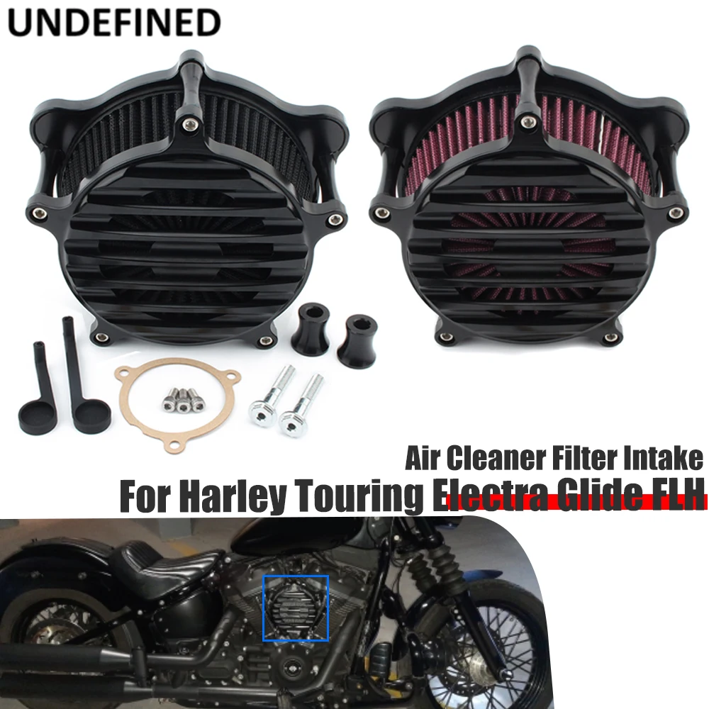 

For Harley Touring Electra Glide Road King FLH FLTR 2017-2021 Softail FatBob Air Cleaner Intake Filter System Kit Fence Style