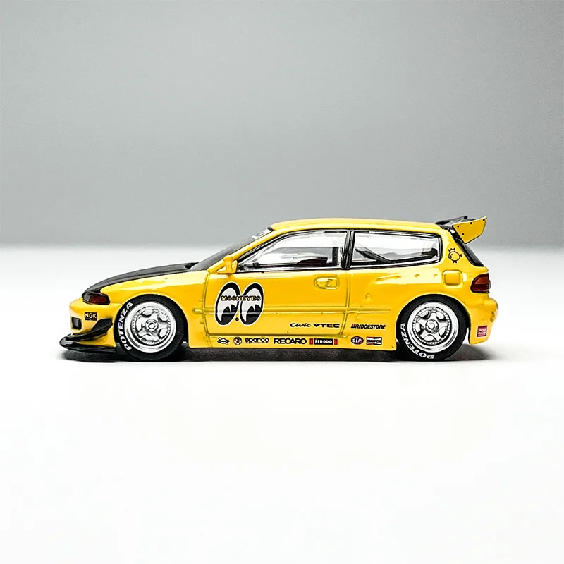 New Poprace 1:64 Honda Civic Eg6 Mk5 Moon Eye Painted Simulation