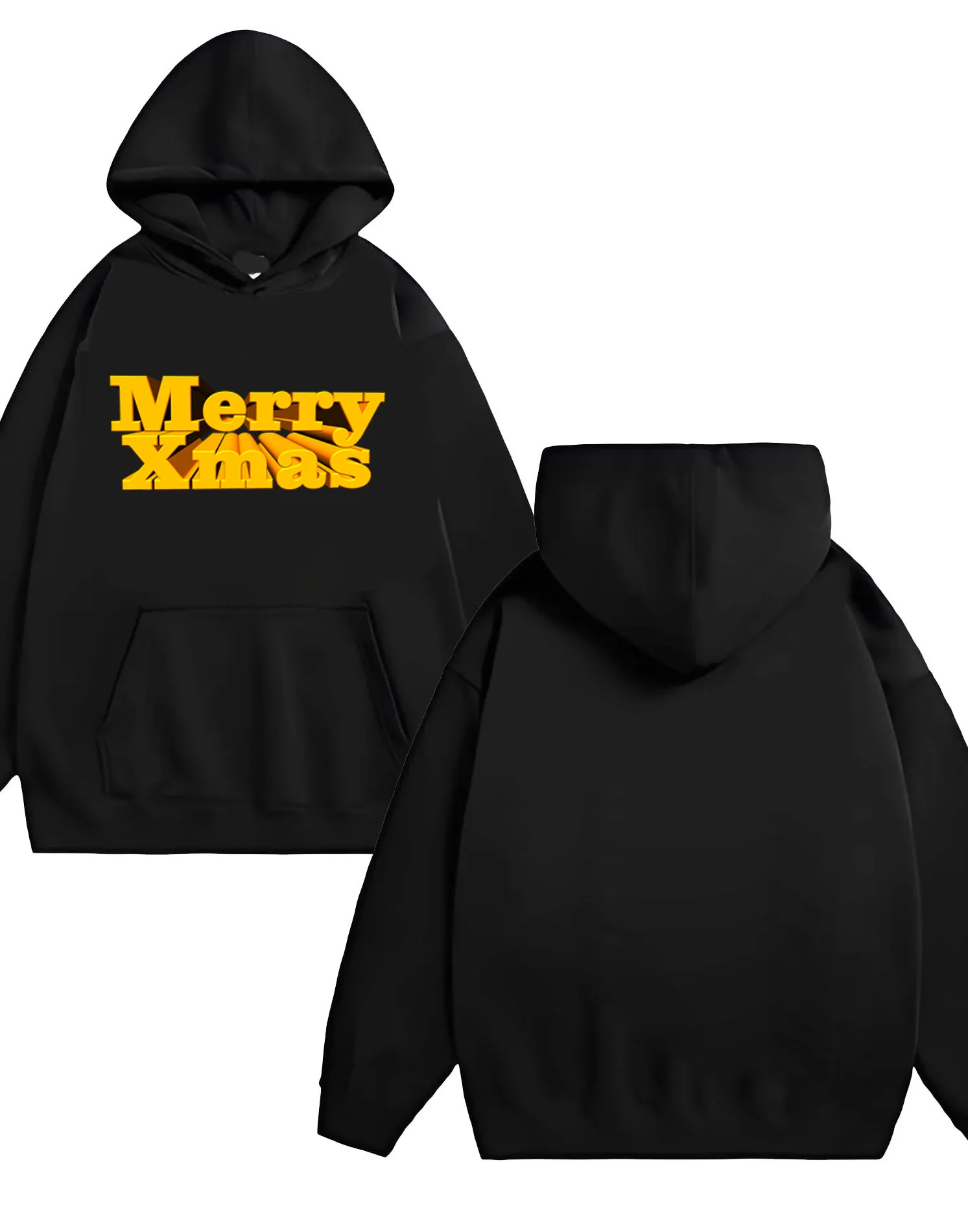 Sweater hoodie pria dan wanita model longgar 330G bahan tebal dengan motif Natal, koleksi terbaru 2025