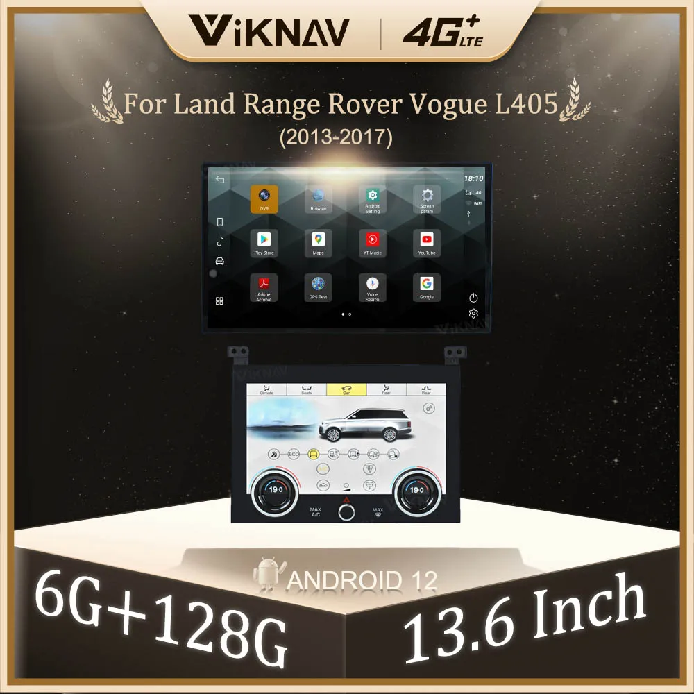 13.6 Inch 128GB Android 12 Car Stereo Radio For Land Range Rover Vogue L405 2013-2017 Carplay With AC Panel Climate Control