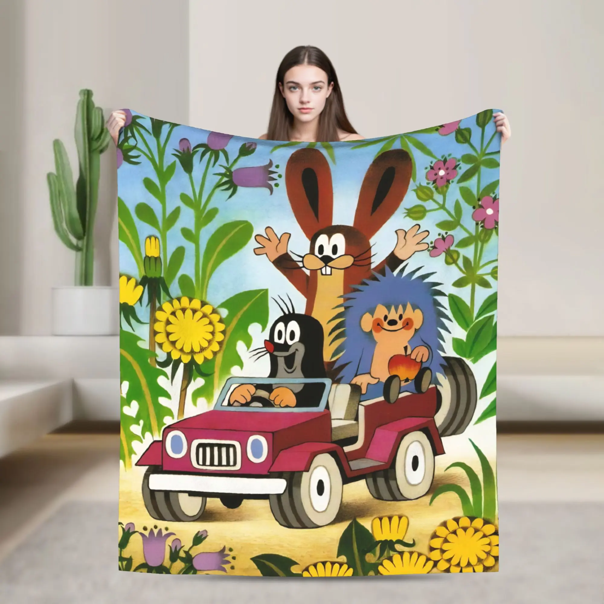 

Mole Krtek Little Maulwurf Cartoon Blankets Coral Fleece Plush Summer Soft Throw Blankets for Bed Outdoor Plush Thin Quilt