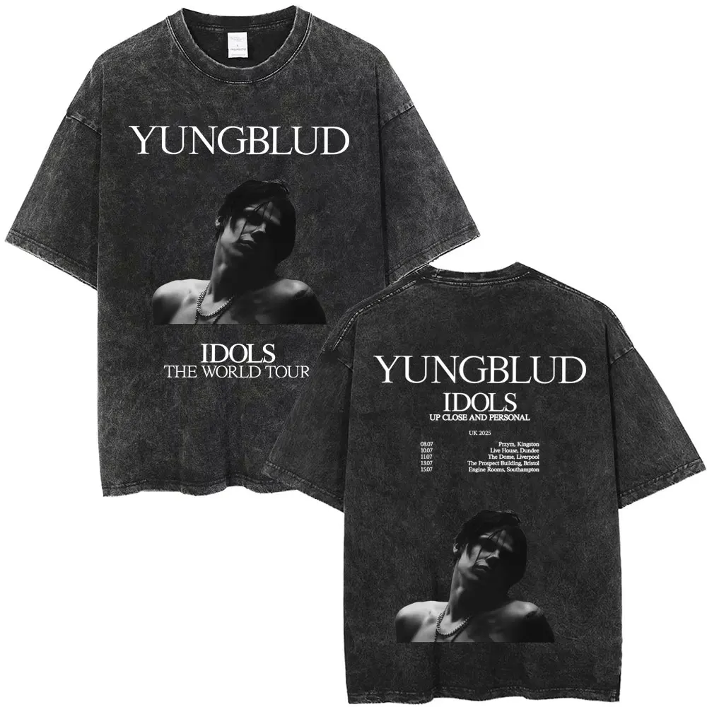

Rocker Yungblud IDOLS The World Tour 2025 Vintage Washed T-shirt Men Women Fashion Hip Hop Street T Shirts Short Sleeve Unisex