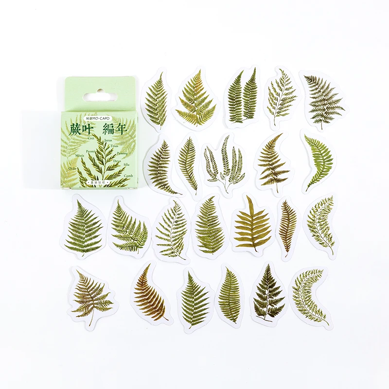 46Piece Mini Box stickers plant leaf Chronicle Fresh Green Plant Handbook Diary Material account Scrapbooking Decorative 4CM