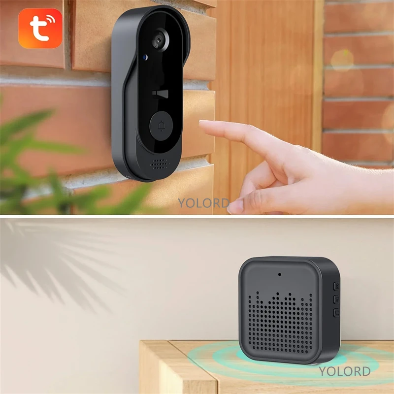 Timbre inalámbrico Tuya con cámara, timbre con vídeo, WIFI, HD, remoto, para puerta de teléfono al aire libre, intercomunicador de seguridad