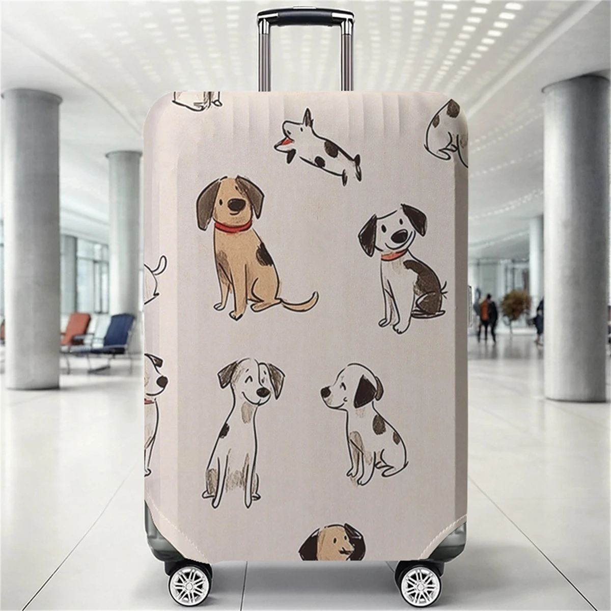 

Защитный чехол для багажа с милым рисунком собаки и молочно-белым узором, подходит для чемоданов 18-32 дюймов, чехлы для ручек чемоданов, перчатки для ручек чемоданов, tr