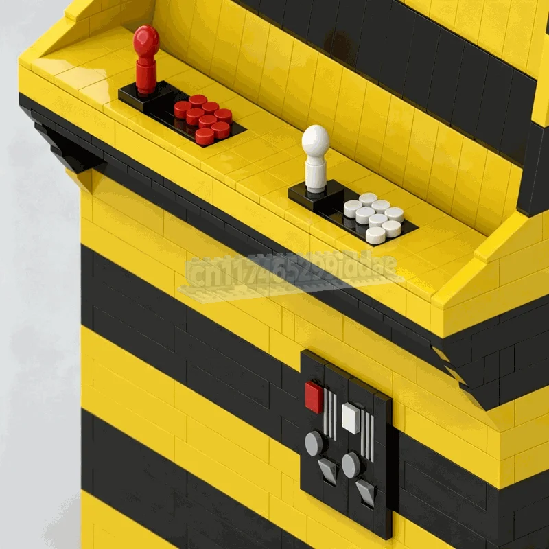 1091 Pcs Retro Arcade Tablet Stand Building Blocks Yellow Black Game Console Holder Creative DIY Assembly Display Collection Toy