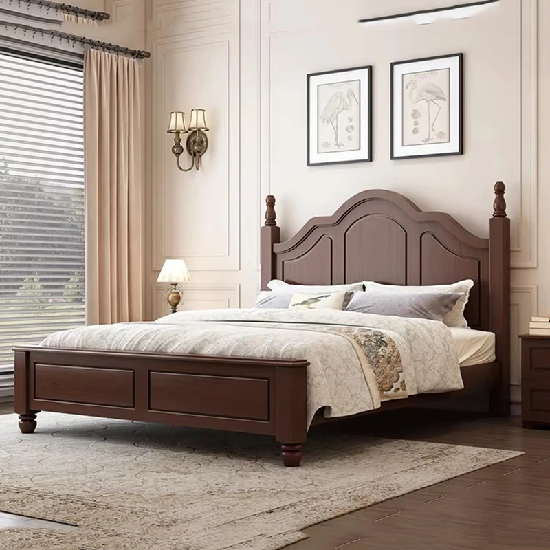 

Деревянная кровать с изголовьем King Size, современная напольная рама, роскошная кровать, экономия пространства, европейская двуспальная кровать, модная мебель