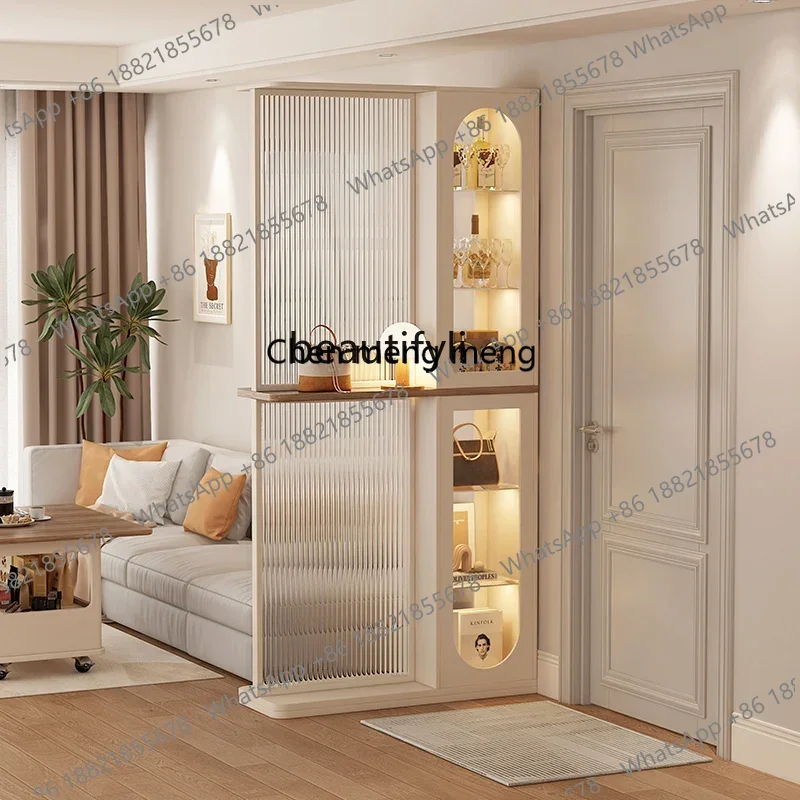 zS173xz1Entrance cabinet cream windshield glass screen solid wood door shoe cabinet storage integrated