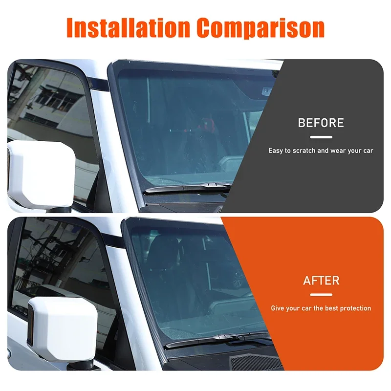For Toyota Land Cruiser Prado 250 LC250 2024+Stainless Steel Carbon Fiber Car Front Windshield Side Trim Sticker Car Accessories