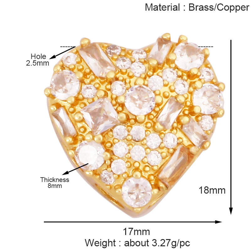 Mode Bunte Zirkon Brenn Liebe Herz Stern Charm Anhänger, 18K Gold Überzogene Halskette Armband DIY Handgemachten Schmuck Liefert K81 – Detail 22