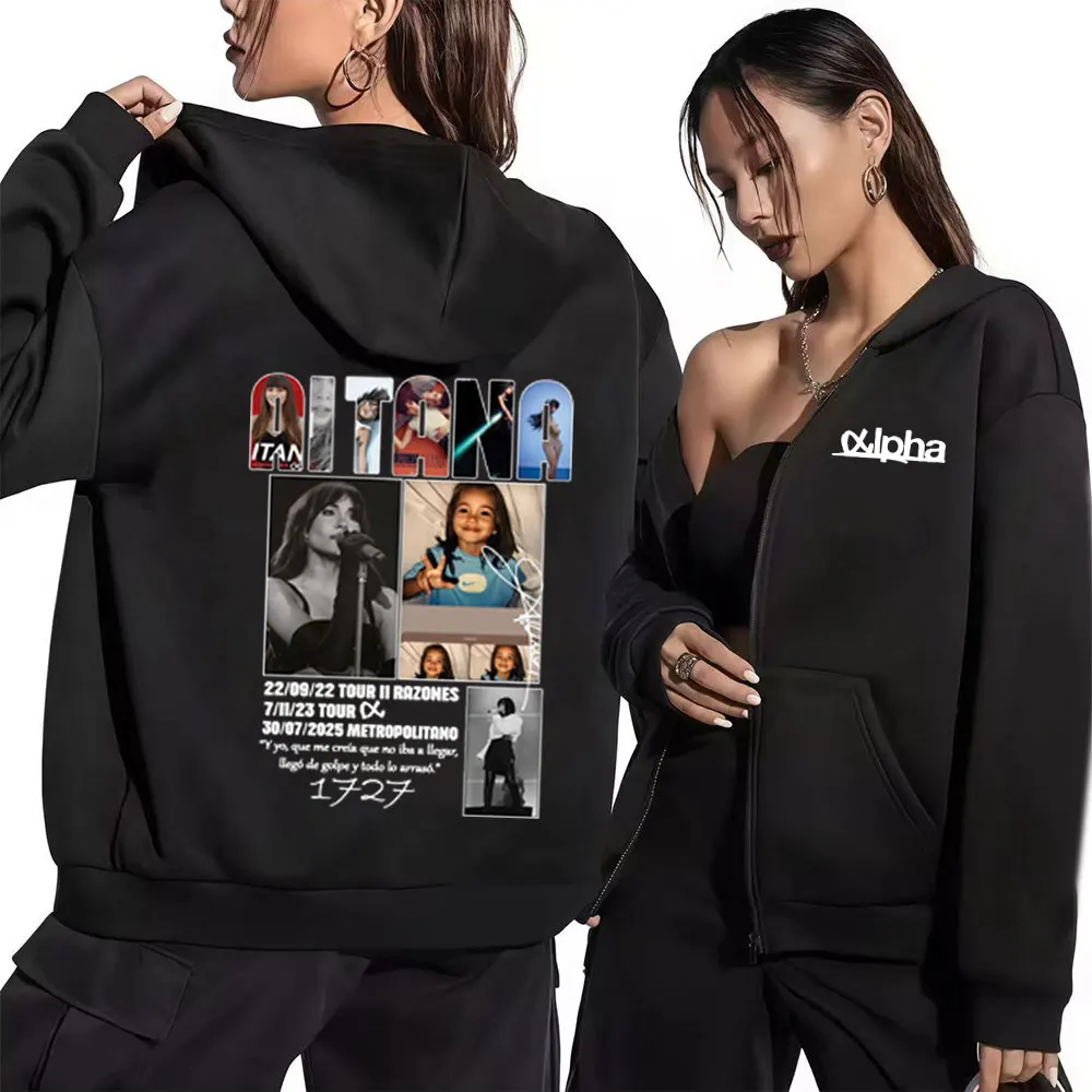 2025 ألبوم Aitana هوديي بسحاب عالي الجودة، عصري وعصري للخريف والشتاء مطبوع 100% قطن خالص قلنسوة بسحاب #1