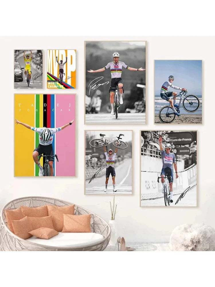 AliExpress Cycling World Champion Tadej Pogacar Posters Sports Prints Mathieu Van Der Poel Canvas Painting Wall Art Picture Home Room Decor