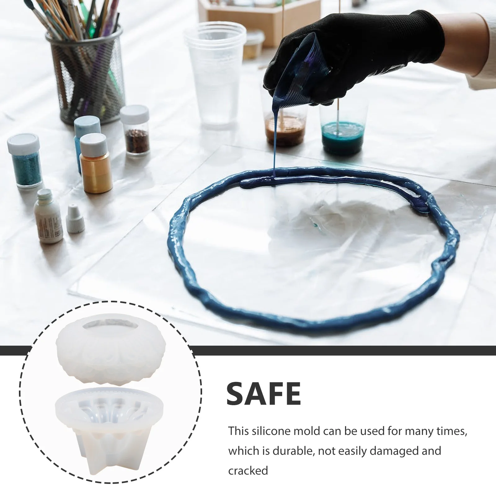 

2pcs Silicone Holder Reusable Non-Stick Easy Clean Diy Epoxy Craft Mold Tealight Candlestick Making Flower Diy Mold For