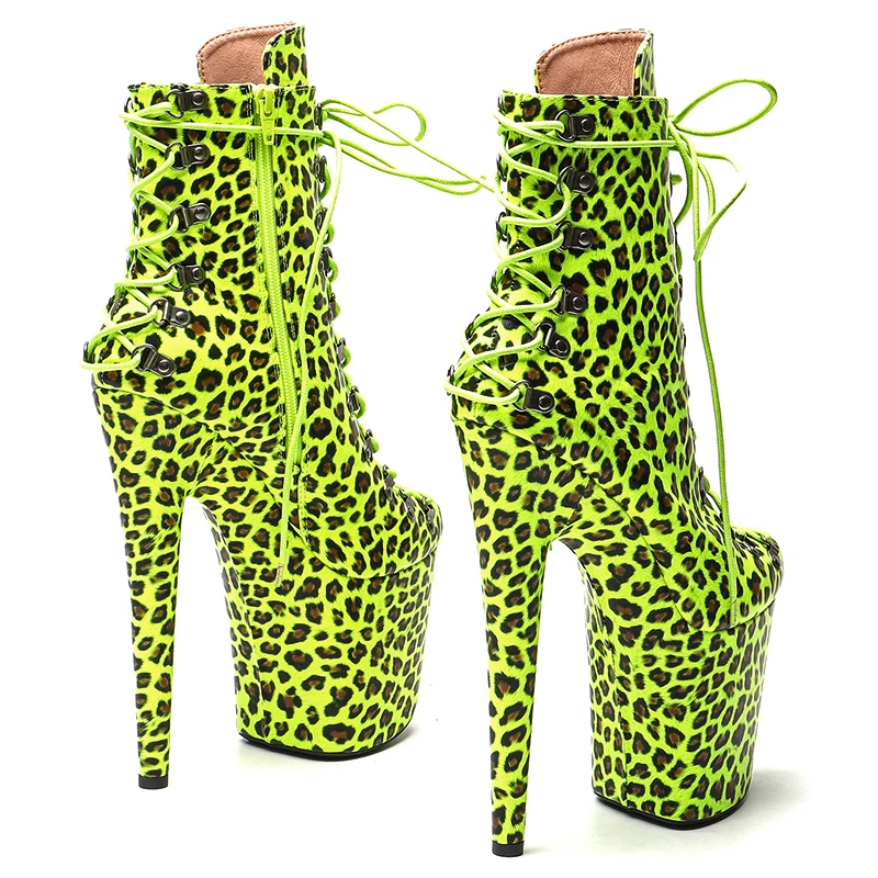 Leecape 20 سنتيمتر/8 بوصة ليوبارد طباعة بولي Fashion موضة الاتجاه أحذية عالية الكعب منصة حفلة متجرد كعب القطب الرقص التمهيد #3